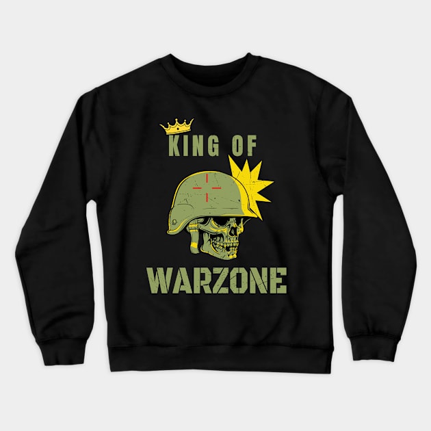 Gaming King Of Warzone Mobile Gamer Fun Crewneck Sweatshirt by Foxxy Merch